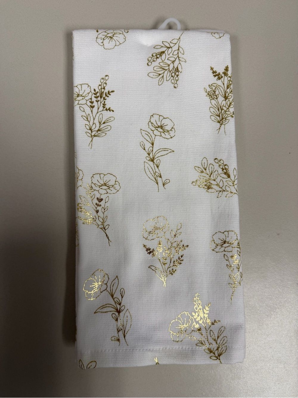 TKC White Metallic Gold Floral Tea Towels set of two